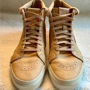 Vans Sk8-Hi Reissue Zip Veggie Tan Leather Sneaker Men’s Sz 6.5 Women’s Sz 8